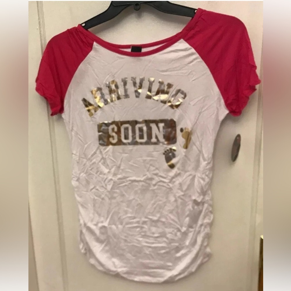 NWT PINC Maternity Womens Short Sleeve Shirt Top Made In USA Size XL.